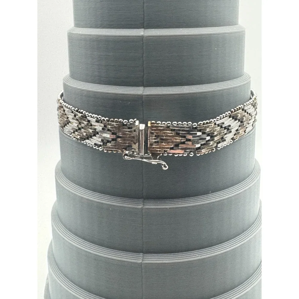 Vintage Milor Bracelet Italy Sterling Silver Riccio Chevron Link 925